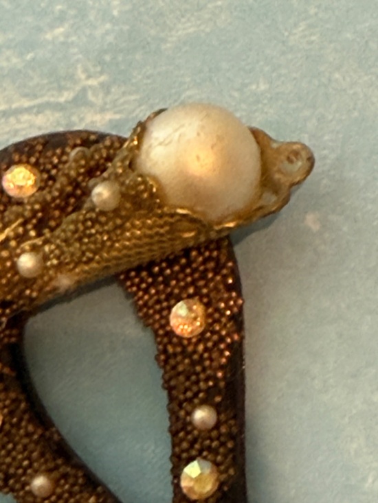 Vintage ART DECO Rhinestone and Pearls Celluloid Hair Ornament French Hair Pick